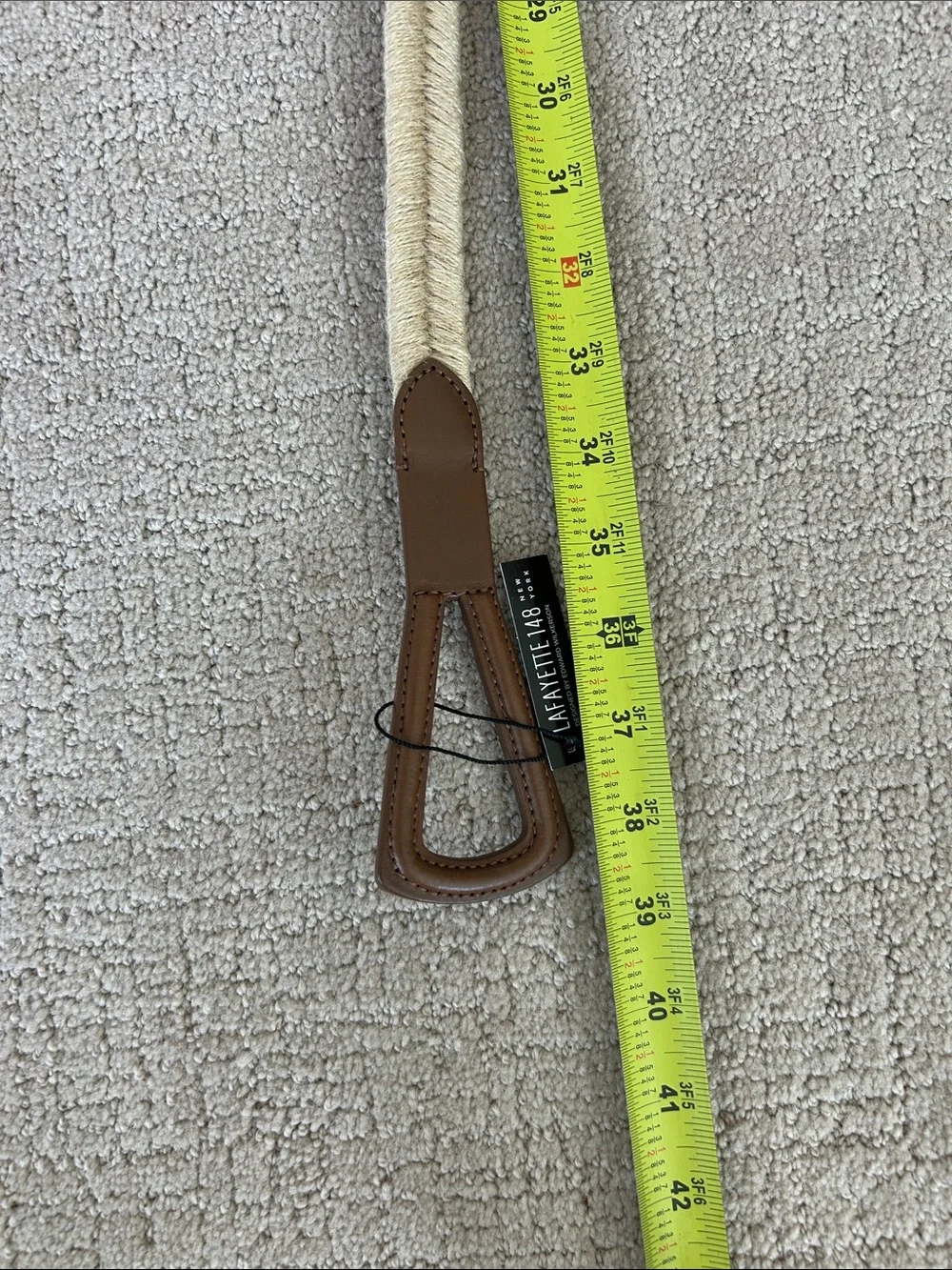 Lafayette 148 New York Natural and Brown Braided Raffia Belt